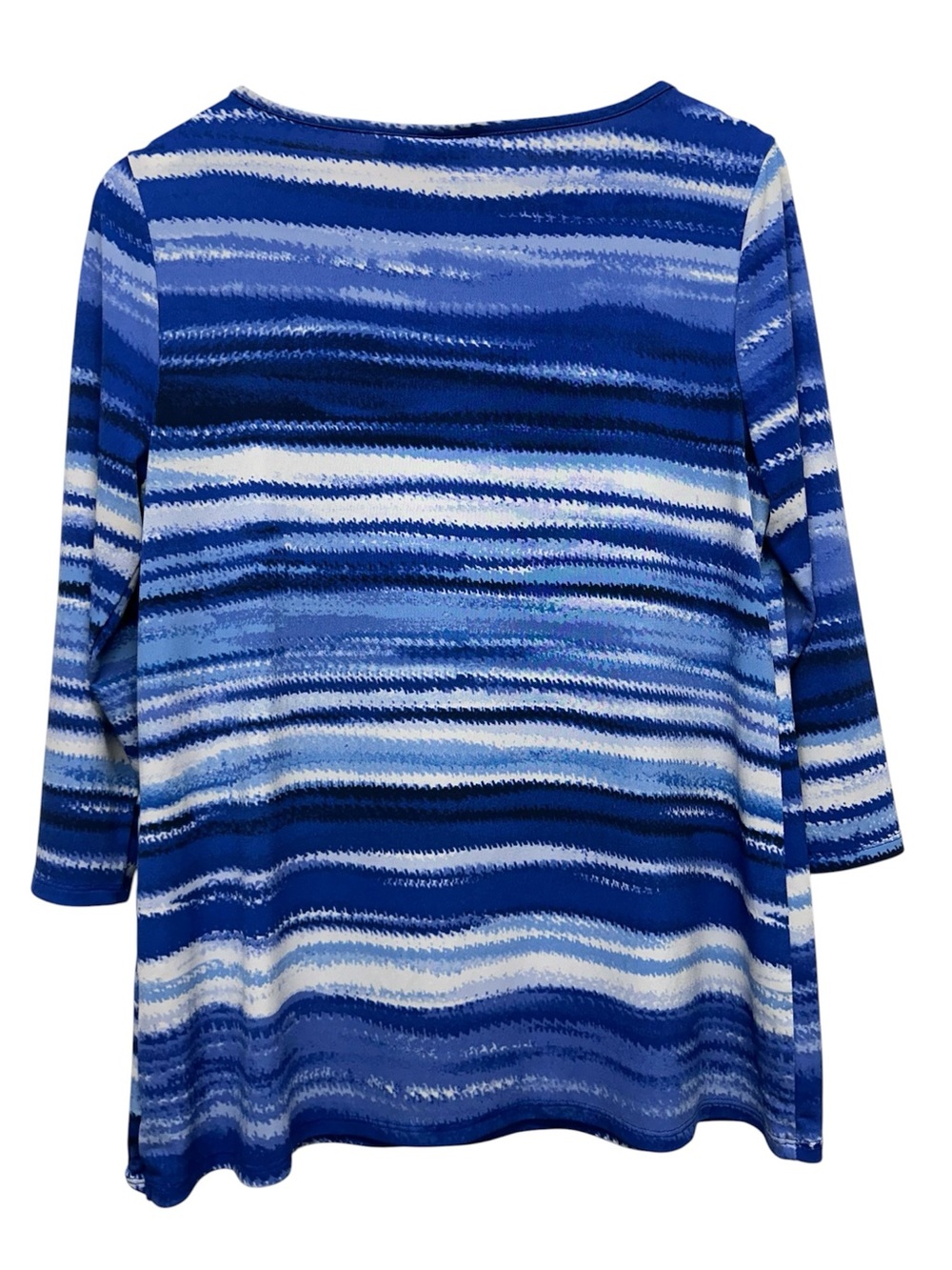 Chico’s Easywear Women’s Top Artisan Size 0 Blue Stripe Nautical Costal Grandma - Picture 5 of 8